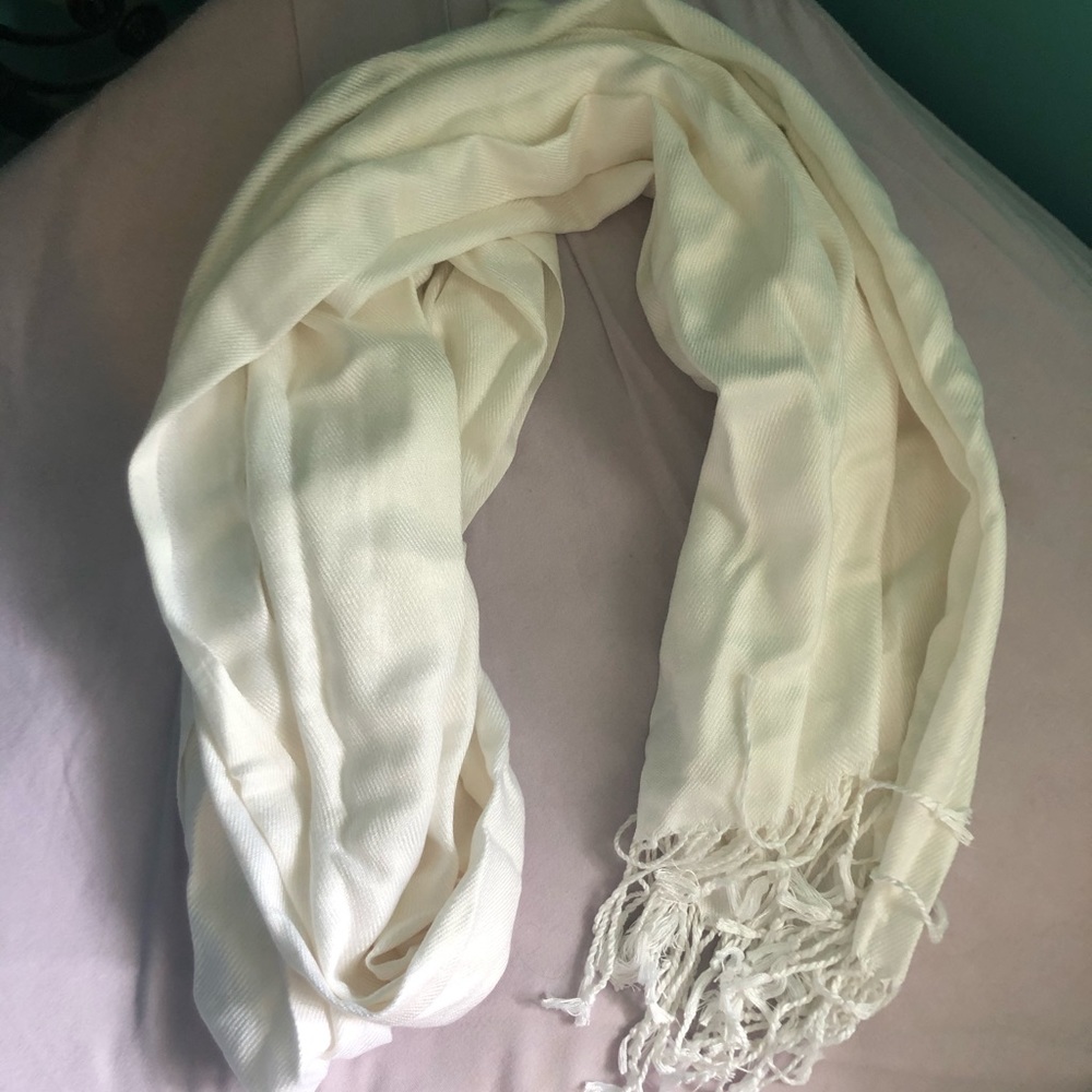 Pure white comfy fringe pashmina scarf wrap new
